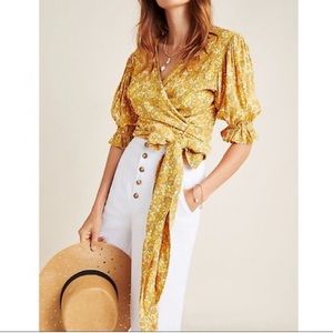 faithfull the brand mali wrap top in saffron floral